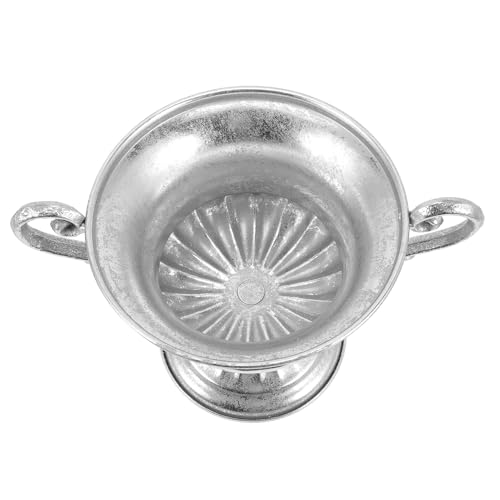 Toyvian Jarrón de Hierro Vintage Estilo Europeo Florero Decorativo Plateado para Banquete Mesa y Escritorio Accesorio para Decoración de Bodas y Hogar Jarrón de Flores Retro de 22 CM