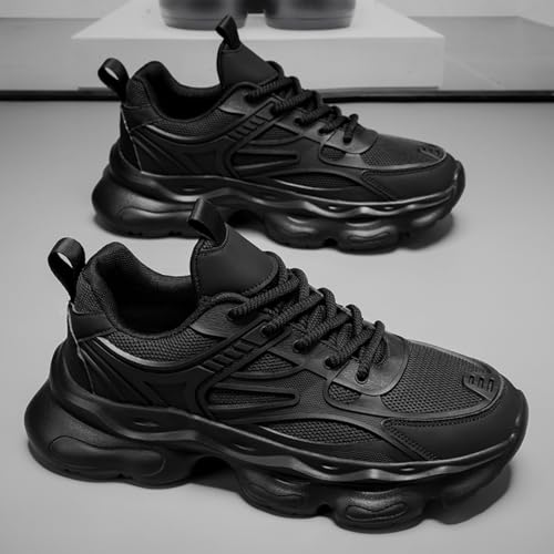 Womens Fashion Breathable Mesh Platform Chunky Heels Lace Up Sneakers Casual Non-Slip Soft Sole Comfortable Walking Tennis Shoes2