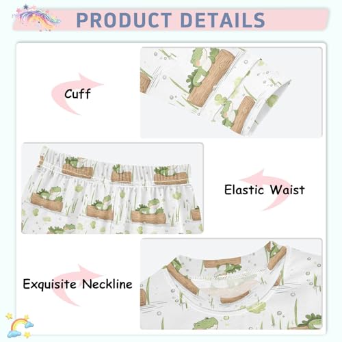 ALAZA Crocodile Cartoon White Pajamas Long Sleeve Sleepwear 2-Piece Pajama Set4