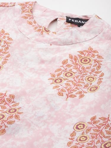 Image of feranoid Unique Printed Choker Neck Back Button Sleeveless Long Kurti