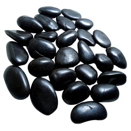 BESPORTBLE Guijarros Negros Naturales para Decoración de Peceras y Jardinería Exterior, Piedras Pulidas de 2-4 Cm, 2 Kg para Acuario, Macetas y Paisajismo al Aire Libre