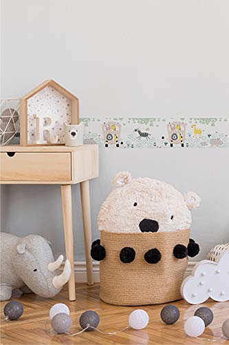 Lovely Kids Bordi Adesivi Per Pareti Safari Friends 5.00 M X 0.155 M Colorato Giallo Crema Prodotto In Germania Da A.S. CréAtion 403756 - 3
