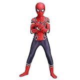 Kids Party Cosplay Superhelden Kostüm Iron Spider,Kinder Festliches Fancy Anziehen Jumpsuit Overall 120-130