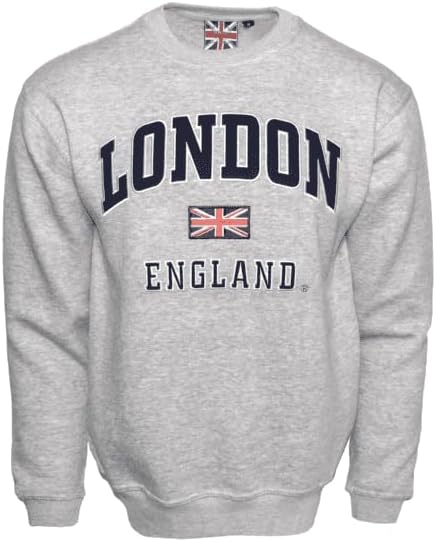 British Heritage Brands LE201GN Unisex London England Sweatshirt Grey Navy XS-2XL (M)