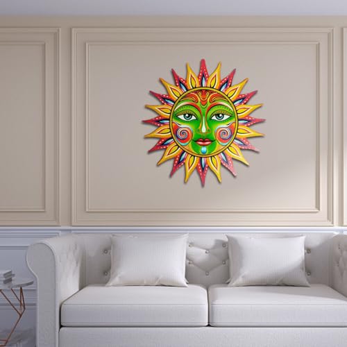 Miniatura 6 de Arte De Pared De Sol De Metal, Decoración De Pared Con Cara - Escultura Colgante Estatuas Para Interior Y Exterior, Arte Para Sala De Estar, Jardín, Valla, Balcón