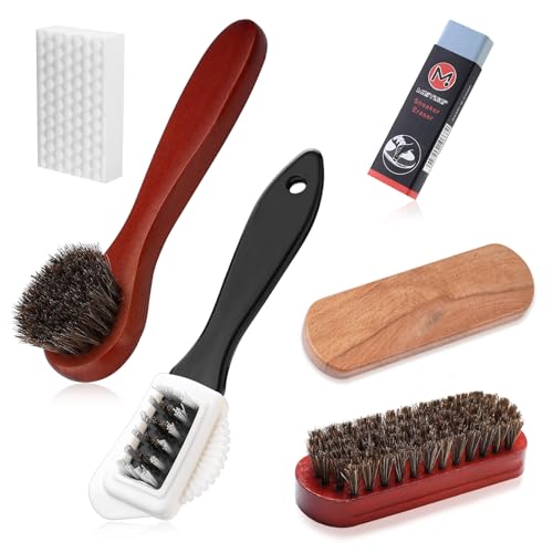 6 Pcs Cepillo Ante Zapatos, Cepillo Zapatos Antes, Cepillos para Limpiador Ante Zapatos de 4 Lados, Cepillos de Crin para Limpiar y Pulir Zapato de Cuero