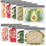 Lerine 9 Pack Reusable Sandwich Bags Dishwasher Safe, Reusable Quart Bags Extra Thick Leak-proof Freezer Bags for Marinate Meats, Cereal, Sandwich, Travel Items, Home Organization