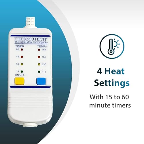 Medical Grade Heating pad with Automatic Moist Heat by Thermotech, High Heat Heating pad for Back Pain and Cramps - 2nd Gen Version (Extra Large King Digital - 26\" by 14\") - Thumbnail 5