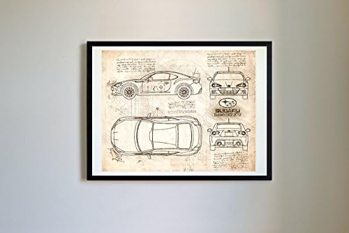 DolanPaperCo #110 Subaru BRZ 2012 Art Print, da Vinci Sketch – Unframed – Multiple Size/Color Options (11x14, Vintage)