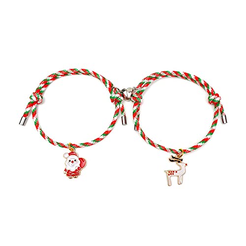 El Regalo BFF 2Pcs Set Christmas Bracelets Set- Unique Magnetic Christmas Charms Bracelets for Best Friends/Couples/Family – Snowflakes Candy Ball Tree Santa Wreath El Regalo BFF 2Pcs Set Christmas Bracelets Set- Unique Magnetic Christmas Charms Bracelets for Best Friends/Couples/Family – Snowflakes Candy Ball Tree Santa Wreath