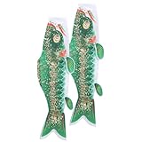 Angoily Manches à Air Carpe Japonaise Dorée Lot de 2 50 CM Décoration Extérieure Suspendue pour Jardin Terrasse Plage Poisson Vent Koi