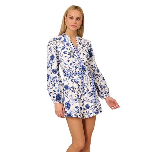 Romper mono mujer Adrianna Papell estampado corto con nudo delantero de moda