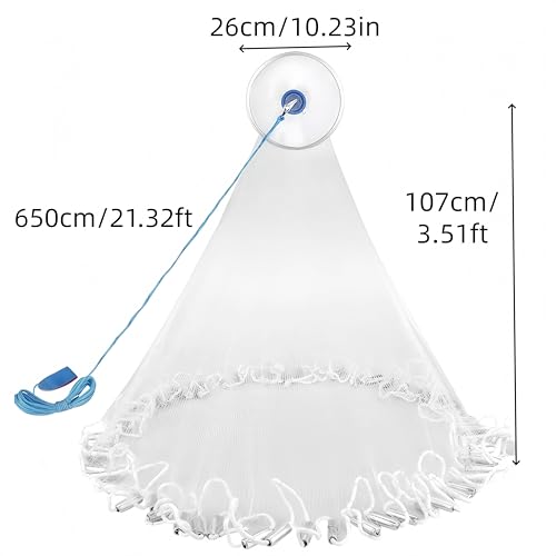 Wurfnetz zum Fischen,Angelnetz Durchmesser 2,4 m,Monofilament Handwurf Fishnets Salzwasser-Fischnetz,Salzwasser Fischernetz aus Nylon,Wurfnetz EIN-Finger-Fischernetz,für Süßwasser und Salzwasser