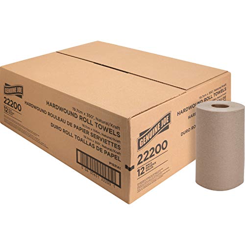 Genuine Joe 22200 Hardwound Roll Towels,2-Inch Core, 7-7/8-Inch X350-Ft, 12Rolls/Ct,Natrl #TOP11