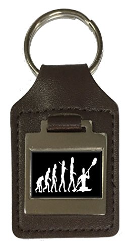 Porte-clés en cuir évolution singe homme kayak, cadeau original pour kayakiste