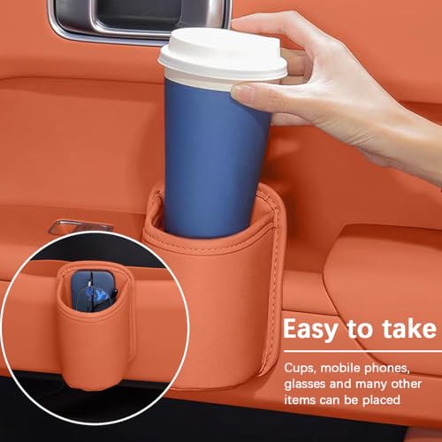 Portavasos para puerta de carro 2PCS en cuero blanco miniatura 5