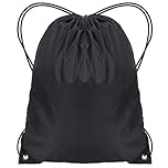 JFmall Drawstring Bags, Swim PE Bags Drawstring Gym Bag for Kids Adults String Swimming Sports Bag for School Sports Swimming Gym Travel Black