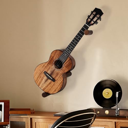 DAZZLIFE Ukulele Horizontal Hangers for Wall Wooden Wall Mount (Dark Brown)