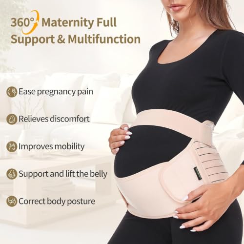Image of ChongErfei Maternity Belt Pregnancy Belly Band 3 in 1 Support Belt for Pregnant Women (Beige, XL)