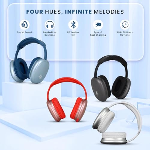 Image of Lapcare EERS Bluetooth Wireless On-Ear Foldable Headphones, 30H Playtime, ENC, Premium Stereo Sound, 40 mm Dynamic Drivers with Deep Bass,Dual Connectivity- (Metallic Blue)