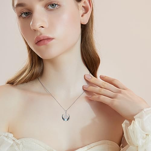 KQF Wiccan Pagan/Pentagram Moonstone Necklaces Sterling Silver Celtic Star Moon Pendant Necklace Amulet Witch Jewelery Talisman Gift for Women Men2