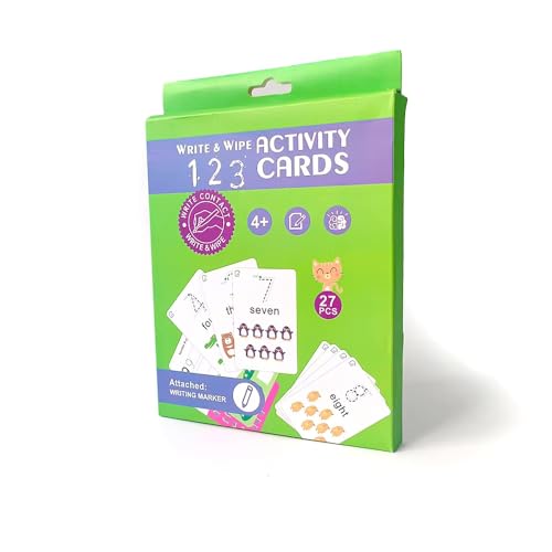 Image of Adora Reusable Wipe and Clean Card Book Activity : Write and Practice Number 1-100 | Includes Marker & 27 Pcs Cards