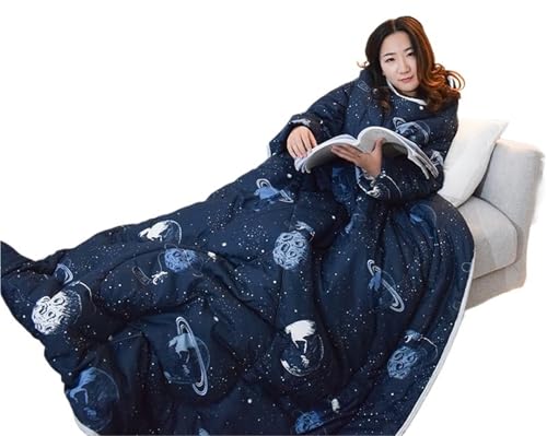 Manta para llevar puesta, colcha gruesa y suave con mangas para invierno, acogedora funda de sofá para dormir y leer,