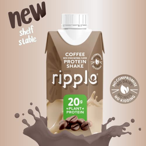 Ripple Vegan Protein Shake, Coffee Flavor | 94Mg Of Caffeine | 20G Nutritious Plant Based Pea Protein In Ready To Drink Cartons | Non-Gmo, Non-Dairy, Soy Free, Gluten Free, Lactose Free | Shelf Stable | 11 Fl Oz (4 Pack) #TOP1