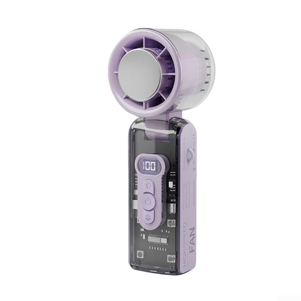Ventilador de cuello morado con motor turbo boost y luces led para la noche