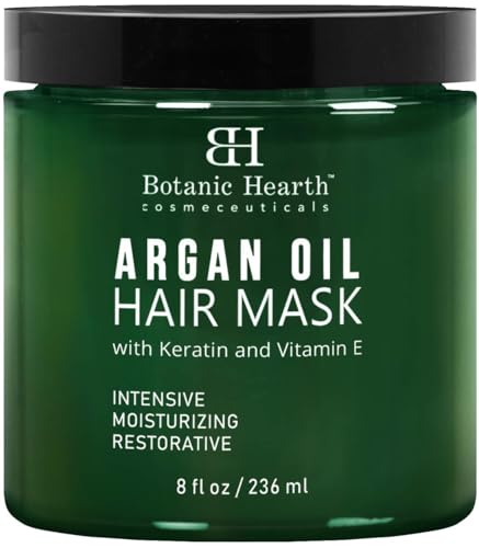 Botanic Hearth Argan Oil Hair Mask - Deep Conditioning Keratin Hair Treatment with Vitamin E - Moisturizing and Restorative, 8 fl oz, Packaging May Vary