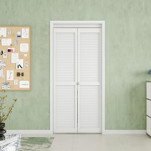 ARKHJEM Louver Closet Door, Bi-Fold Doors for 36inÃ—80in Opening,Finished Interior Door Slab,Folding Doors with Hardware,MDF&PVC,White