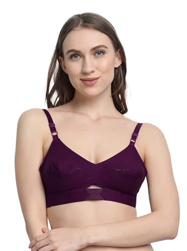 Image of VSTAR Queen U Black CLR Soft Cotton Bra for Women | Wirefree, Single Layered Seamed Cups | Adjustable Straps | Comfy Non Padded Bra 32 | Cool Grey