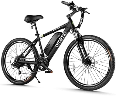 Oraimo Electric Bike for Adults, Exclusive 4A 3H Fast Charger, 26" Mountain Ebike with 350W Bafang Motor, 36V 13Ah Removable Li-ion Battery, Shimano 21 Speed, Air Saddle