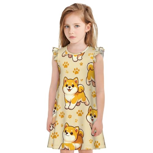 Augenstern Flutter Sleeve Nightgown Shiba-Inu-Puppy Soft Sleepwear Nightdress3