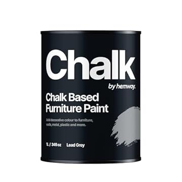 Hemway - Chalk Based Furniture Paint - Lead Grey 1 L | Chalky Matt Shabby Chic Finish for Interior & Exterior Home Decor | Quick Dry & All-in-one