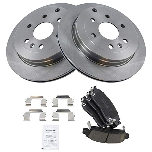 Image of TRQ Rear Brake Pad and Rotor Set Ceramic Vented Rotors