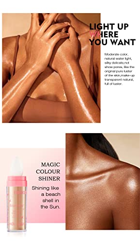 Shimmer Highlighter Powder, Fairy Polvo De Hadas Highlighter Powder & Blush Stick, Instant Glow Luminizer Duo, Glitter Body Face Hair High Gloss Stick, Sparkle Smudge-Proof Highlighter Stick Party Makeup (C-#03) - Thumbnail 3