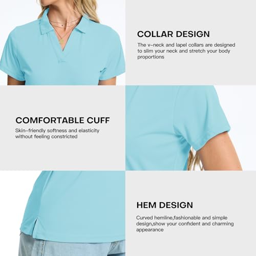 Image of Women's Polo Shirts Short Sleeve Quick Dry UPF 50+ Sun Protection Golf Tops