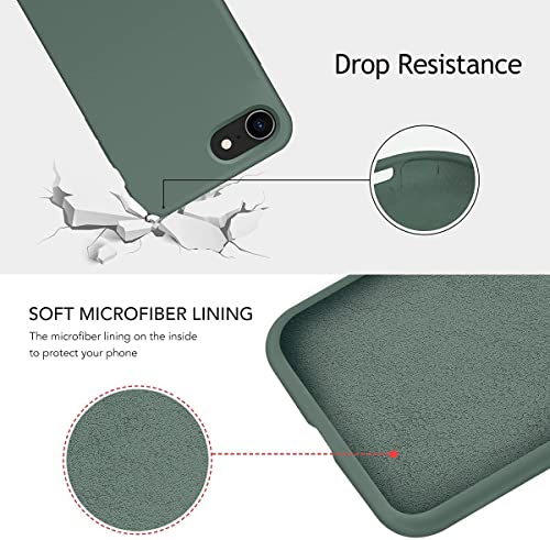 Ouxul Liquid Silicone Forest Green Case For Iphone Se 2022/2020, 7/8 - Slim Soft Microfiber Lining Protection #TOP4