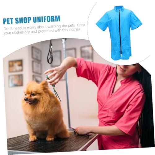 Salopette d'esthéticienne pour animaux tablier imperméable nylon bleu