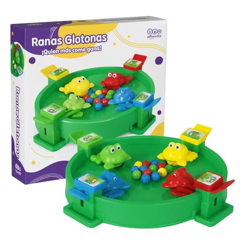 JugaToys - Juego de Mesa Ranas glotonas - Juego clásico tragabolas - para 4 Jugadores - Juguete Infantil para Jugar en Familia y Amigos - para niños, niñas y Adultos a Partir de 3 años