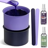 BLITZWAX 2pcs Silicone Waxing Pot Bowls for Hair Removal, 16 oz Hard Wax Warmer Replacement with Spatulas for Home Use, Easy to Clean and Ideal for Beginners Wax Liners, Purple and Dark Blue