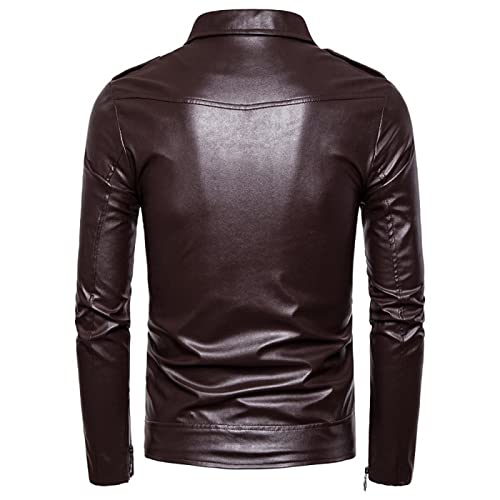 Chaqueta de cuero para hombre estilo moto ajustada miniatura 3