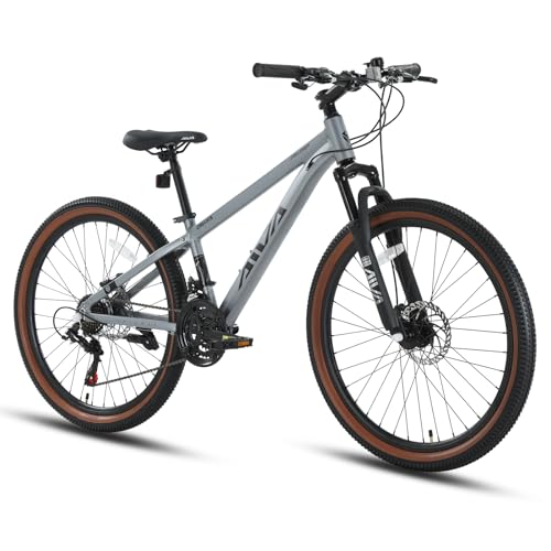 SPATIAL Mountain Bike/Fat Tire, 26/27.5 Inch Outdoor Cycling Bike, 8/21 Speed Lightweight Aluminum Frame | Dual Disc Brakes, Adjustable Ergonomic Seat for Adult Teens (Silver, 26'')