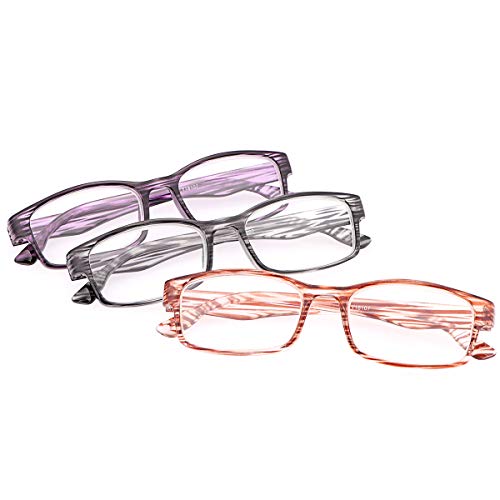 3 Pack Blue Light Blocking Reading Glasses for Men and Women UV Protection Anti Glare Eyestrain Computer Readers Lightweight Comfort Eyewear Fashion Eyeglasses