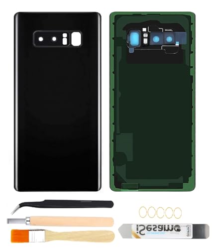 Image of Galaxy Note 8 Rear Back Cover Replacement with Pre-Installed Camera Lens+Tools+Pre-Adhesive for Samsung Galaxy Note 8 SM-N950 All Carriers (Black)