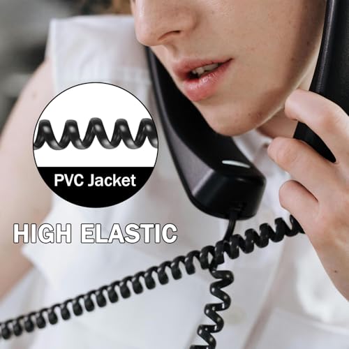 Hugwait 2 PCS Telephone Handset Cable Cord 3 Meters, Landline Phone Cable Coiled RJ9 RJ10 RJ22 4P4C - Image 3
