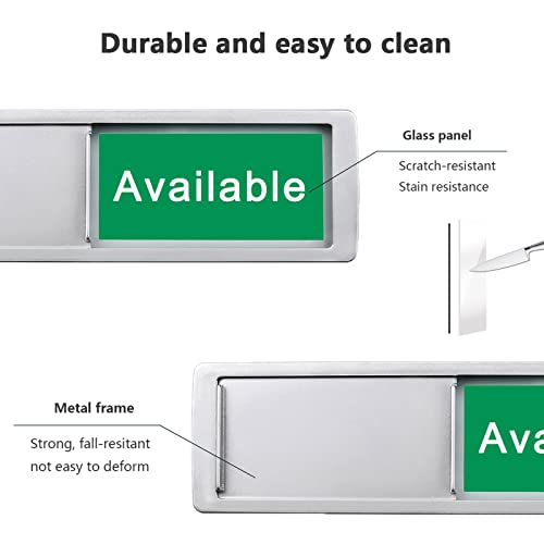 Image of in Use or Available Sign,Vacant Occupied Sign for Home Office Hotles Hospital Restroom, Vacant Occupied Slider Door Status Tells Whether Room in Use or Available,Non-Scratch Magnetic Slider Door Indicator Signs, 7'' x 2'' - Silver