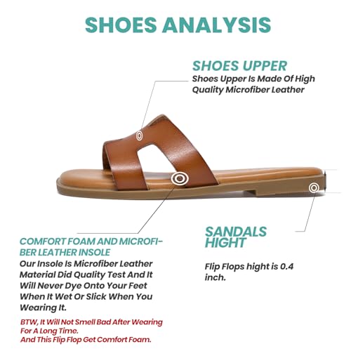 NianEr Womens Microfiber Leather Comfort Foam Support H Sandals Square Toe Dress Dressy Slip On Casual Cute Comfort Bride Bridal Wedding Designer Date Flat Sandals Summer Shoes Slides4