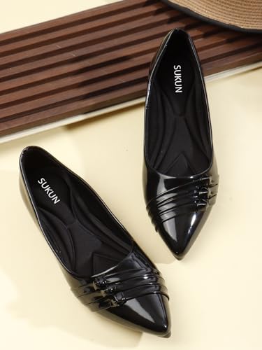 Image of Sukun Womens Sukun Fbl 3l Women's Bellies Flats Lightweight, Comfortable Slip-on Pointed Toe Shoes Ballet Flat